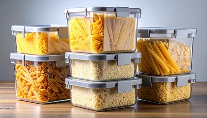 Clear containers filled with various pasta shapes (1)