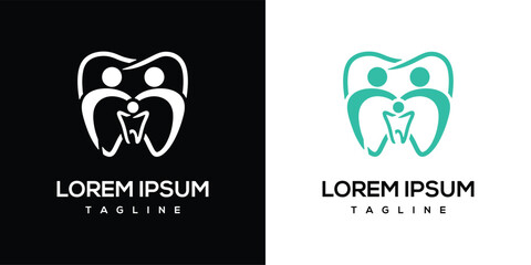 Tooth Logo Design Template with Placeholder Text on Contrasting Backgrounds