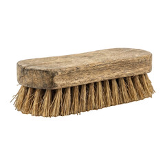 Antique Brass Bristle Brush With Wooden Handle Isolated On Black Background Macro Detail