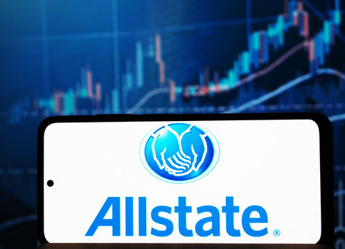 In this photo illustration, The Allstate Corporation logo seen displayed on a smartphone.