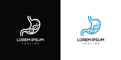 Fototapeta premium Stomach illustration design concept with minimalist style on black and white background