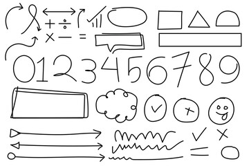 Hand-drawn Sketchy Numbers, Symbols, and Doodle Elements