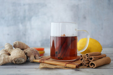 Ginger, lemon, and cinnamon health drink