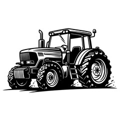 Farm Tractor Icon – Agricultural Machinery Silhouette for Farming, Rural & Equipment Design © Raiyan