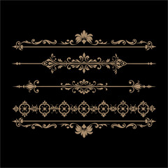 set of vintage floral design elements