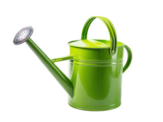 Vibrant green watering can for gardening tasks.
