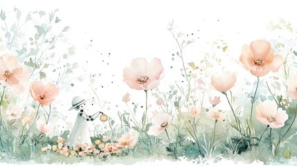 Exploring the Future of EdTech with Dynamic AI and Vibrant Watercolor Flowers in Harmonious Learning Environments