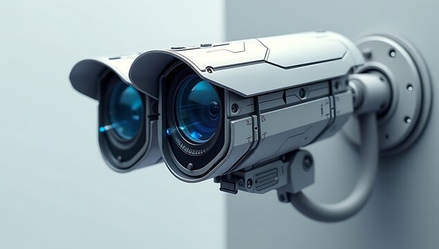 A security camera pointing in multiple directions at once