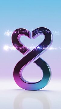 Metallic infinity heart symbol on gradient background concept design