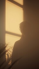 Generative AI Silhouette of Person with Morning Sunlight Shadowing