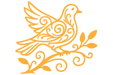 Obraz premium vector illustration of a bird, Floral Dove Illustration – Ornate Bird Vector Design
