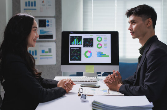 Business people discussing data analytics while planning strategy - Powered by Adobe