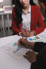 Business professionals analyzing financial budget and financial data