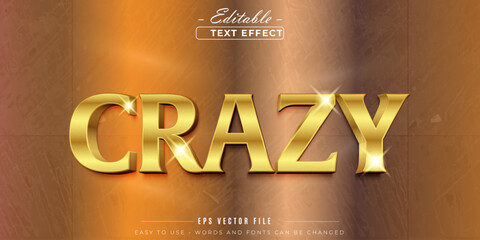 Fototapeta premium Editable text effect on gold crazy text.