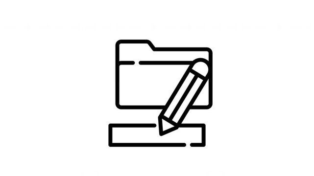 Simple line drawing of a folder and pencil. Perfect for office supplies, stationery, education, organization, and productivityrelated designs.
