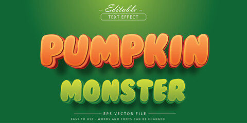 Pumpkin monster editable text effect.