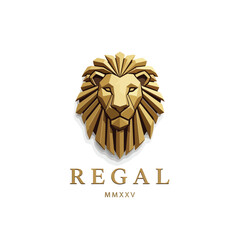 Golden Geometric Lion Head Logo: Regal Polygonal AI-Generated Vector for Branding and Luxury.