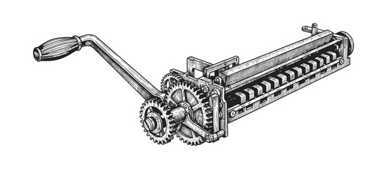 Vintage pasta machine detailed vector illustration isolated on white background