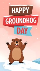 Obraz premium Groundhog day celebration with punxsutawney phil prediction