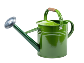 Green watering can for gardening and plants.