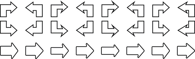 Black arrow vector icon pack. Arrow icon. Arrow vector collection. Doddle arrow set, collection of arrows.Collection different arrows sign. Vector Arrows set. Set simple arrows isolated on white back.