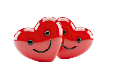 Two Happy Red Hearts with Smiles