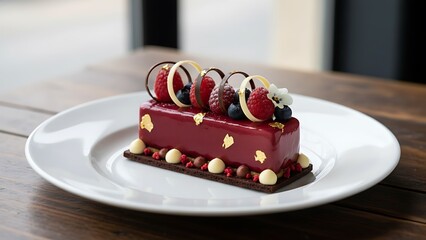Elegant red velvet dessert bar with fresh berries and chocolate curls
