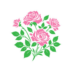 Pink Rose, vector illustration, silhouette, flowers, bouquets, vector style, floral art, Minimalist, simple design, arrangements, visual effect, appeal, love and grace, weddings, anniversaries,