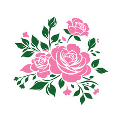 Pink Rose, vector illustration, silhouette, flowers, bouquets, vector style, floral art, Minimalist, simple design, arrangements, visual effect, appeal, love and grace, weddings, anniversaries,