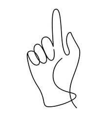 Obraz premium A minimalist line drawing of a hand pointing upwards with index finger