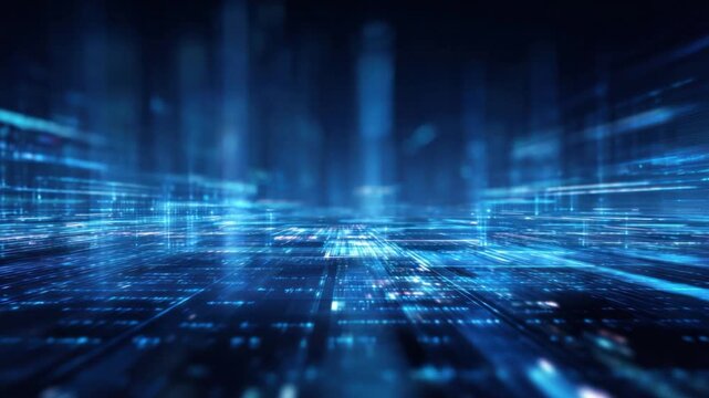 Digital Data: A complex network of glowing blue lines and shapes, symbolizing the intricate flow of information in a digital world. 
