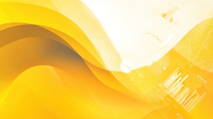 Abstract yellow waves with graphical elements, conveying a sense of data visualization and digital trends.