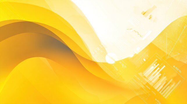 Abstract yellow waves with graphical elements, conveying a sense of data visualization and digital trends. - Powered by Adobe