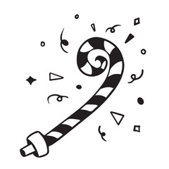 New Year's wind trumpet toy image asset in black and white style © Kak Budy