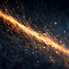 Close-up macro view of warm floating dust motes in a ray of light against a dark textured background, pure atmospheric detail shot