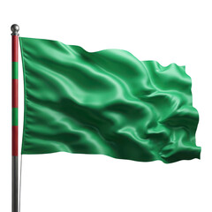 Obraz premium Green flag waving on a pole isolated on transparent background