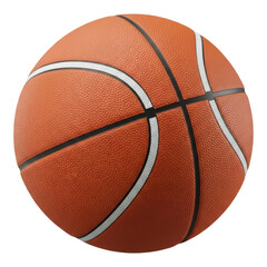 Fototapeta premium A closeup of a basketball on isolated transparent background with black and white stripes