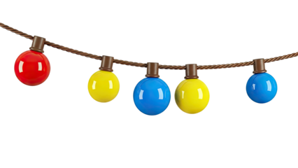 String of colorful globe lights on a rope