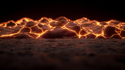 Lava flow glowing surface volcanic landscape molten rock fiery texture natural phenomenon heat

