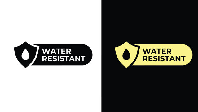 Water resistant logo design with shield and droplet icon
