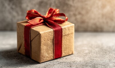 Elegant Minimalist Gift Box with Red Ribbon for Any Special Occasion