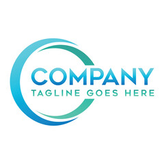 Modern company logo design with abstract circular element and text for business identity modern blue green gradient