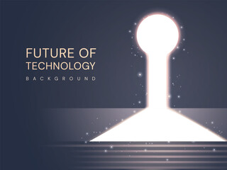 Futuristic pathway to success vector illustration featuring a glowing keyhole portal, symbolizing the future of technology and innovation concept Representing staircase to success, ai technology.