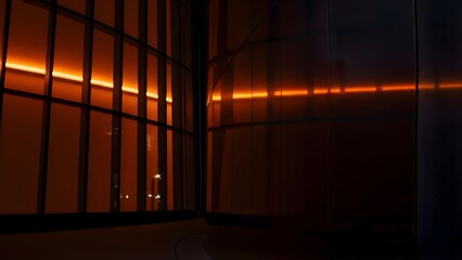 Modern office interior with warm ambient lighting