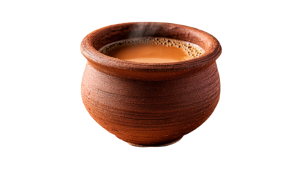 Indian Chai In a Clay Cup isolated on a white background