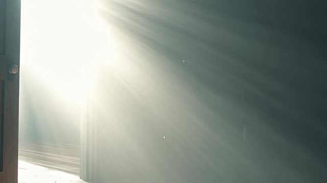 Soft light rays streaming through a window onto a wall in a serene indoor setting