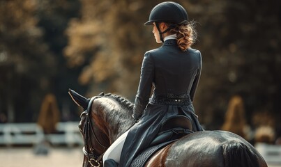 Elegant Equestrian Training Session with Wealthy Woman in Formal Attire