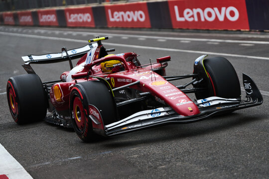 BAKU, AZERBAIJAN - SEPTEMBER 20, 2025: Seven-time World Champion Lewis Hamilton (GBR) drives the Ferrari SF-24 for Scuderia Ferrari HP. Pictured during the Azerbaijan Grand Prix in Baku