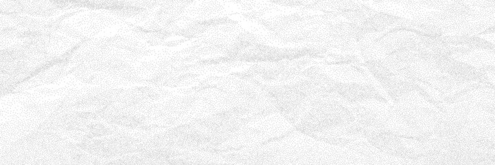 White paper background with halftone dot crumpled texture. Noisy craft effect
