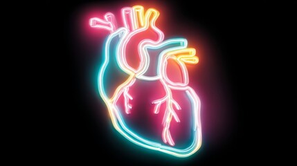 human heart neon illustration glowing